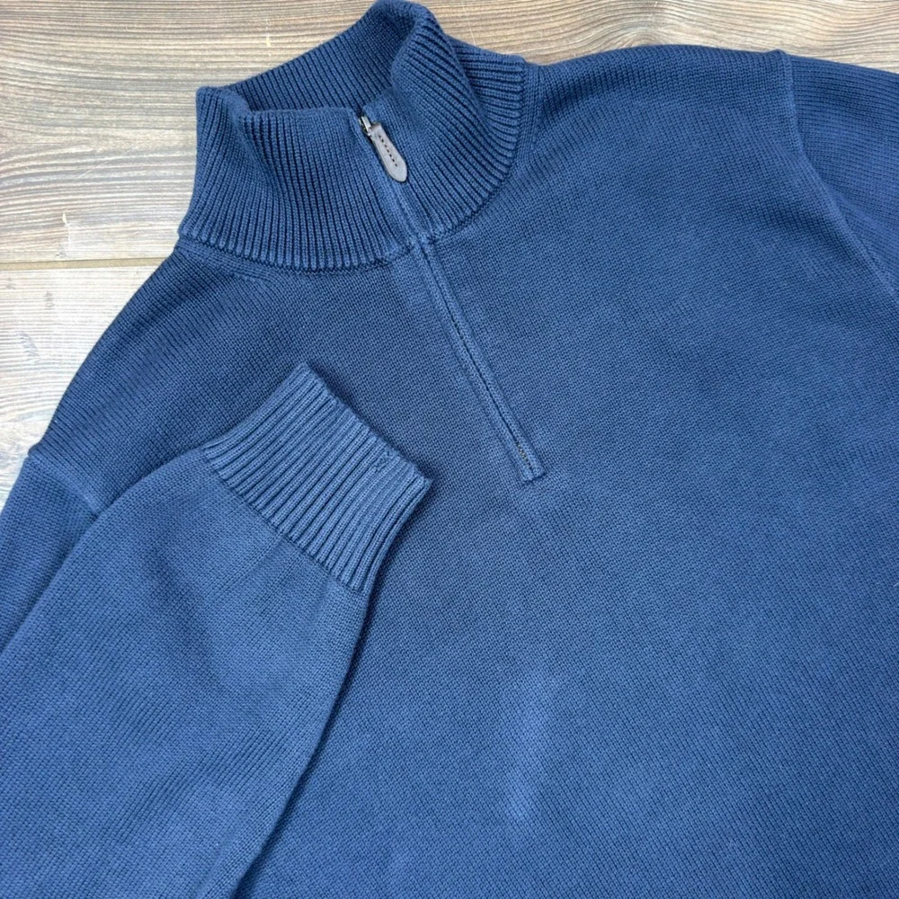 J. Crew Mens Size XL Sweater Navy Blue Cotton Quarter Zip BT793 NWOT